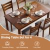 product-open-cc6edb00b2ef4a64983cc6a4c58f9d41-goods 5pcs Compact Dining Table Set for 4 with Solid Rubber Wood Frame & Linen Upholstered Chairs - Space-Saving Rectangular Kitchen Table Suitable for Small Apartments, Breakfast Nook, Modern Farmhouse or Minimalist Furniture,