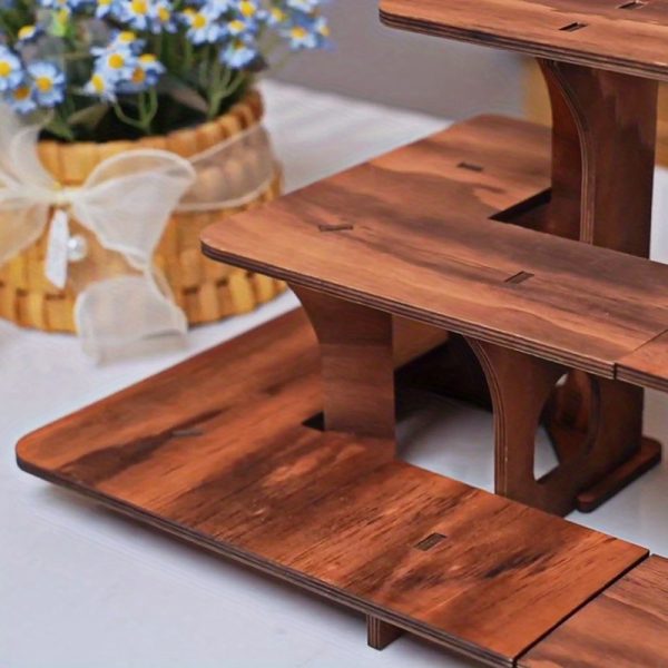 Wooden Display Step Stool 3 Tier Ladder Shelf, Portable, for Retail Countertops, Crafts Exhibition, Farmers Market, Trade Shows, Vendor Booths, Display Stand for Collectibles, Vendor Displays for Craft Shows, Wooden Display Stand
