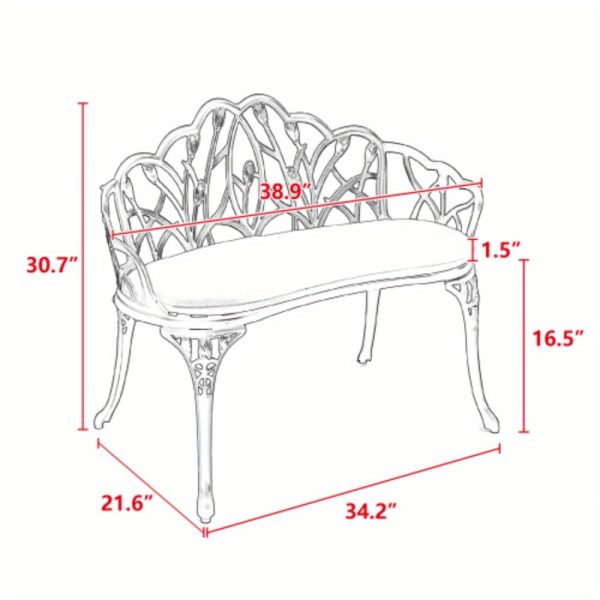 [Heavy-Duty Outdoor Bench] Heavy-Duty Cast Aluminum Outdoor Bench with Elegant Black Wrought Iron-Like Design - Heavy-Duty Garden, Patio, Park Bench - All-Weather & Rustproof - Sturdy Curved Backrest & Footrest - Easy Assembly for Deck, Lawn, Front Porch - Modern Outdoor Furniture with Butterfly Patterns - Smooth Edges for - Comfortable & Stable - Durable Cast Aluminum - Black