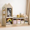 Bookshelf Featuring a Cozy Reading Corner, Wooden Organizer for Storage Equipped with a Chalkboard And Bench, Ideal Reading Nook for Boys And Girls, Shelf Suitable for Bedroom, Nursery, Or Playroom, Crafted from Natural Oak