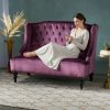 product-open-cddef3d7e7bf4e37860f09b8f81417d1-goods 50-Inch Two-Seater Sofa, Comfortable Velvet Fabric, Mid-Century Modern Style, Minimalist Design, Extended Backrest, Compact Two-Seater Suitable for Bedrooms, Apartments And Home Offices