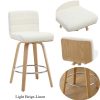 Pair of Contemporary Bar Stools Featuring Backs, Rotating Counter-Height Design, Upholstered Fabric for Kitchen Islands, Sturdy Wooden Legs, Ideal for Home Kitchens And Pubs