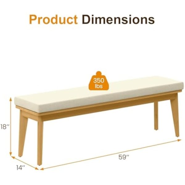 product-open-cf50f19b409e40ddab9736eb8b8bd6b7-goods Stylish Outdoor Bench with Soft Cushion, Premium Acacia Wood, Perfect for Patio, Garden, or Yard, Chic Beige Finish
