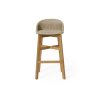 2pcs Set of Solid Wood Frame Rattan Backrest Bar Chairs, Elegant and Sturdy Tropical Style Party Counter Chairs, High Stool Dining Chairs, Suitable for Patio and Backyard Bars