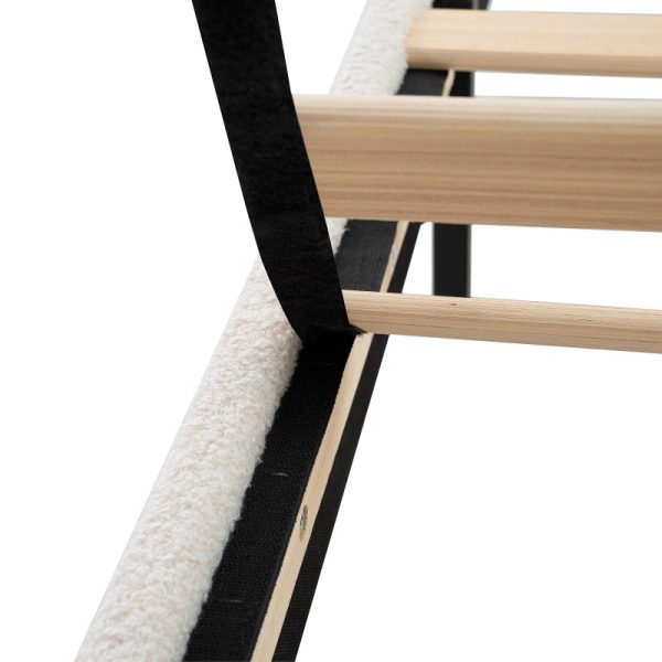 product-open-d059f02109a54e6aa3a0b142d3e7724c-goods Twin Size Bed Frame with 49. 21"High Back Upholstered Headboard and 27. 17" High Footboard, Teddy Velvet, 12 Slat Support, Solid Wood Feet, No Box Spring Needed White