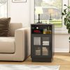 product-open-d0c3ba427a4746ff8389a21a3d69caf3-goods End Tables for Living Room with Charging Station & LED Light, Nightstand with Glass Door & Adjustable Shelf, Bedside Table with USB Ports, Modern Storage Cabinet for Bedroom, Black Smart Side Table