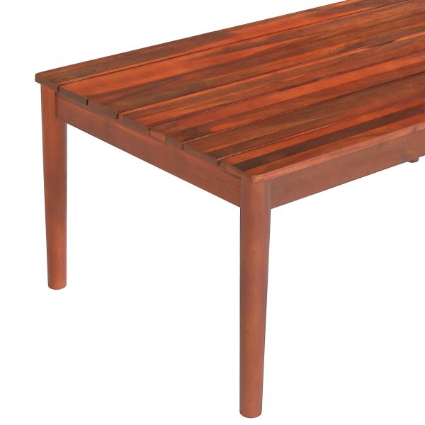product-open-d1489bb20a5e4af495ceaa8f2029549a-goods Acacia Wood Outdoor Coffee Table, Rustic Patio Coffee Table, Weather Resistant Garden Coffee Table, 36.25" W X 20.50" D X 15.00" H, Mahogany Finish, Streamlined Style for Backyard, Deck, Poolside, Balcony