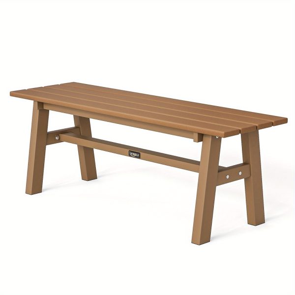 Iron Frame Teak Gray Green HDPE Bench 47in