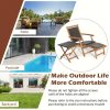 MULTIGOT 2pcs Patio Rattan Folding Lounge Chair Table Acacia Wood W/Retractable Footrest