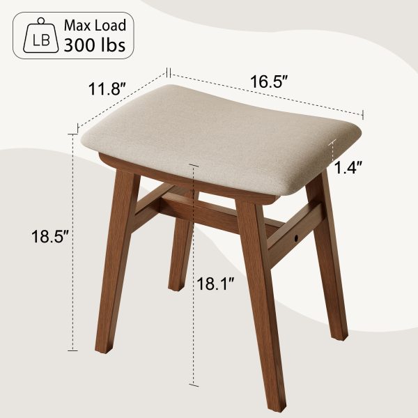 product-open-d29b32ab1d6b49848c409aaa73bb46cc-goods Solid Wood Vanity Chair, 18.5 Inch Height Vanity Stool, Chair for Bedroom, Durable And Sturdy, Padded Seat, Modern Easy, Home Decor Additions, Limited-Time Flash, Free Shipping
