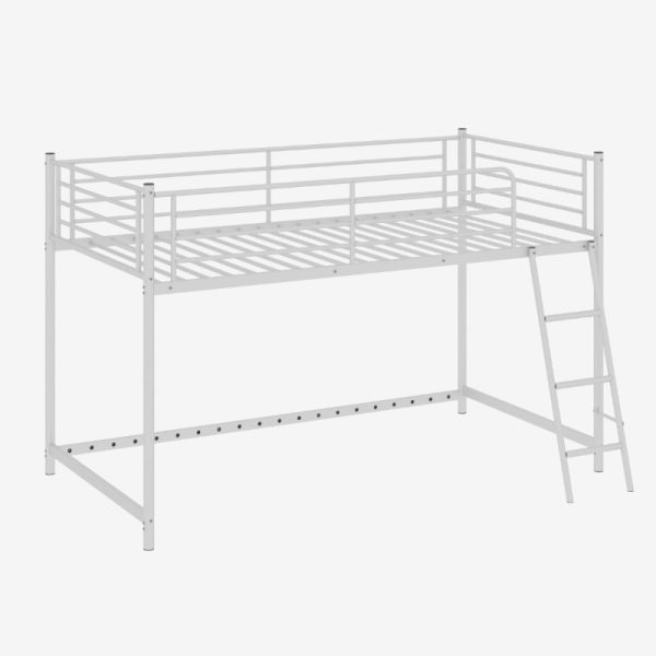 product-open-d2b324438221499f85b56814348c11a4-goods Loft Bed for Kids | Heavy-duty Iron Frame, 350LBS Weight Capacity, Space Saving Design for Small Rooms & Low Ceilings, Movable Ladder, - JOYMOR