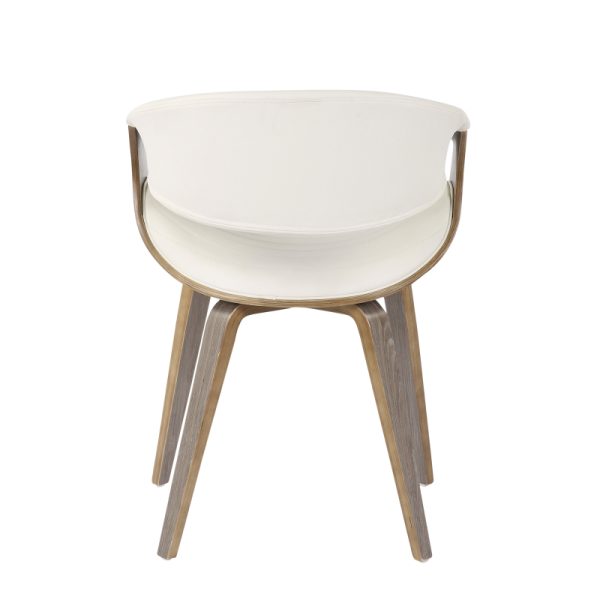 product-open-d2bc15e62d52447c8faff85d3cb0b87f-goods Mid-Century Modern Dining/Accent Chair in Light Grey And White Faux Leather