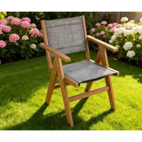 product-open-d2f9c50268e94e6d8a17b42f4ed46319-goods Teak-Colored Lounge Chair Ideal for Year-Round Use: This Outdoor Lounge Chair Is Constructed from Durable HIPS Material And Features 304 Stainless Steel Additions