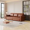 product-open-d39c72adaa57466e8fbfde9459e44efc-goods 93.7' Bohemian Chesterfield Sofa Bed: 3-in-1 Convertible Sleeper with Faux Leather Upholstery, Nailhead Trim & Rolled Arms, Light Brown Pull-Out Couch Suitable for Small Spaces, Apartments, Dorms, Guest Rooms - Assembly Required