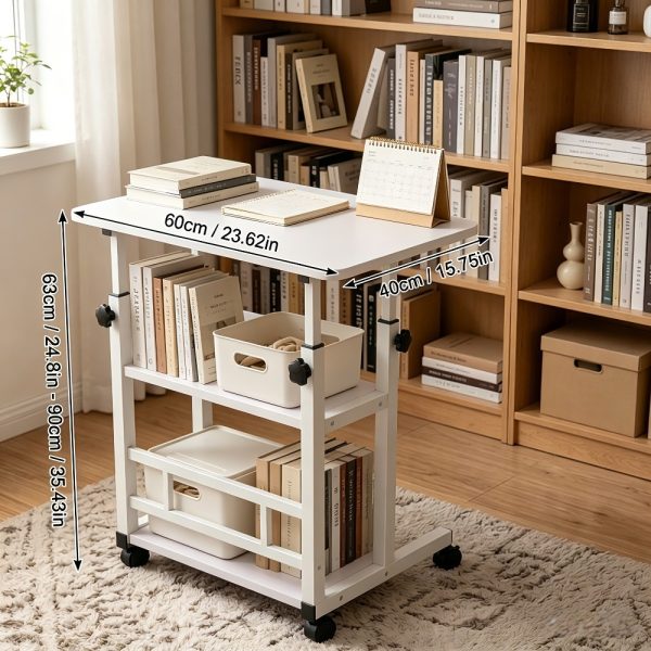 product-open-d3f46aab334d4af0a134bd4ac529ab28-goods Height Adjustable Computer Desk with Storage Shelf and Wheels, Mobile Rolling Desk for Home Office, Small Space Study Workstation Desk