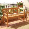 product-open-d3f5581886824fd5afd96182691ccfc8-goods Outdoor Acacia Wood Bench, 2 Persons Solid Wood Loveseat with Curved Armrests & Slatted Seat, Garden Patio Park Bench, 800 Lbs Weight Capacity