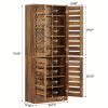 70.8" Rustic Brown Shoe Cabinet, 9-Tier, 27 Pairs, Sliding Shutter Doors, Adjustable Shelves, Space-Saving Vertical Storage for Entryway, Hallway, Closet, Living Room, Perfect Christmas Gifts", Perfect for Christmas Party, Add Warm Holiday Charm