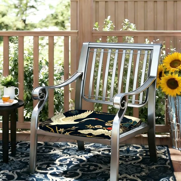 product-open-d4ba37646f1f4d3bb5ec8afed488fb79-goods 1pc Peony And Crane Pattern Courtyard Chair Seat Cushion, Indoor And Outdoor Seat Cushions, Back Cushions, Size 19.7*17.7*1.57inch, Suitable for Garden Chairs, Office Chairs And Floor Seats. Soft And Comfortable