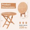 product-open-d4e88777869b4077953b832cced8621c-goods COSTWAY 31.5" Solid Indonesia Teak Wood Round Folding Patio Table - Portable Outdoor Dining Table with X-Frame Stability, 220lb Capacity, Natural Finish for Backyard, Poolside & Balcony, Classic Design