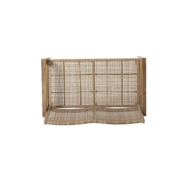 product-open-d4fb9a19848941c7a07c99e656e26b9c-goods Urban Rustic Outdoor Wicker And Acacia Wood Loveseat, Light Multibrown And Light Brown, 34'' H X 5'' X 27.25'' D