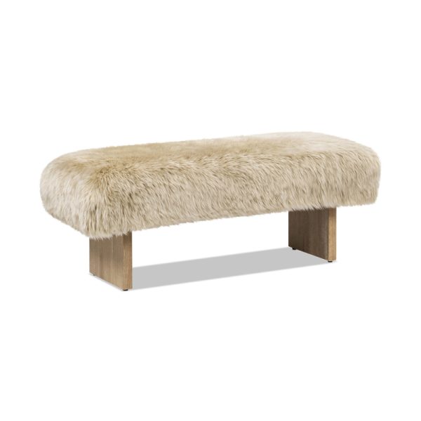 product-open-d532065d692242b6b77bc5a285951dcd-goods Leda 49' Retro Natural Blonde Sheepskin Fur Bench - Genuine Fur Rectangular Accent Suitable for, Entryway,, Minimalist Scandinavian & Decor, Furniture