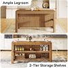 product-open-d56740db81044159a4384cdd4656b600-goods 63-Inch Solid Wood Kitchen Island with Ample Storage Shelves, Farmhouse Style Kitchen Island Table with Seating, Counter Height Bar Table for Dining Room & Kitchen, Sturdy Construction & Easy to Assemble