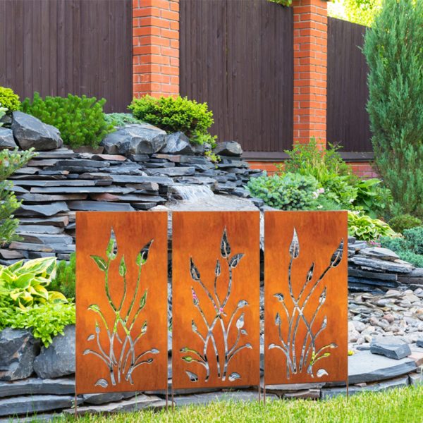 product-open-d56eb754aa3a49438dc1a48cad86f8f5-goods Outdoor Privacy Screen (3pcs Set), Outdoor Metal Wall Decoration, Large Metal Wall Sculpture, Wrought Iron Wall Art, Metal Garden Flowers