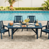 product-open-d573f6e2c99b4d639898a25a9d8507a8-goods 66.9" Outdoor Dining Table for 4-6, HDPE Patio Table with Umbrella Hole, Waterproof All-Weather Rectangular Table for Backyard, Poolside & Garden