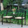 [Outdoor Patio Bench] Outdoor Patio Garden Bench Peacock Feather Backrest, Cast Iron Frame, Comfortable Seat for Yard, Porch, or Park