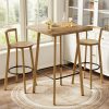 product-open-d5acbb55746f4abcba22cb560a576bf2-goods 2-Seater Bar Table And Chair Set, 39.4' Height Square Bistro Pub Table with 2 Chairs & Footrest, Compact Cocktail Bar Height Table Set for Small Space, Dining Area, Cafe, Kitchen, Living Room, Apartment & Balcony