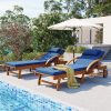 product-open-d63632e2b4084246b877898e02c72406-goods U_Style 2-Pack 77.5' Outdoor Lounge Chairs, Acacia Wood Frame, Cushioned, Adjustable Backrest And Leg Rest, Headrest And Retractable Side Tray, Perfect for Patio, Pool, Garden, Beach