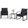 Bezseller 3pcs Outdoor Furniture Set, Rattan Bistro Set with Coffee Table, Sturdy Steel Frame with Cushions for Garden, Balcony, Poolside, And Backyard