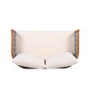 2pcs Acacia Patio Furniture Set, Outdoor Unique Tub Design Loveseat with Woven Rope Table, Deep Seating with Soft Cushions for Porch, Garden, Backyard, Balcony, Teak End And Beige Cushion