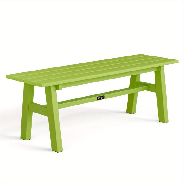 Iron Frame Teak Gray Green HDPE Bench 47in