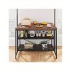 42" Kitchen Island with Storage - 3-Tier Bakers Rack, Microwave Stand, Dining Table for 4, 5 Hooks & 50lb Capacity, Multi-Functional Island for Small Kitchens (Brown)