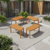 [Acacia Wood Benches] 4 Packs Outdoor Curved Bench, Acacia Wood Fire Pit Benches With Slatted Seats, Tree Benches Wrap Around For Patio, Garden And Backyard, 400 Lbs Weight Capacity Each