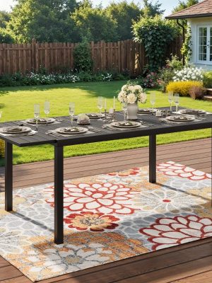 Expandable Outdoor Dining Table for 4 to 8 People, Extendable Patio Dining Table Ideal for Deck, Backyard, Lawn And Poolside