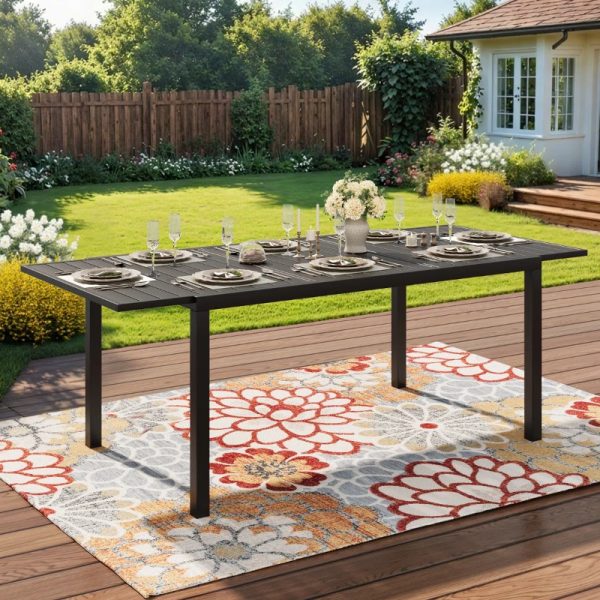 product-open-d87872bbbf584f0191d5edfe94782501-goods Expandable Outdoor Dining Table for 4 to 8 People, Extendable Patio Dining Table Ideal for Deck, Backyard, Lawn And Poolside