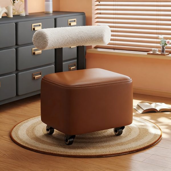 Entryway Shoe Changing Stool with Smooth Rolling Wheels, Sturdy Wooden Frame And Non-Slip Rubber Feet, Multifunctional Design for Putting on Shoes, Quick Changing, Temporary Seating And Small Item Organization, Ideal for Entryway, Living Room