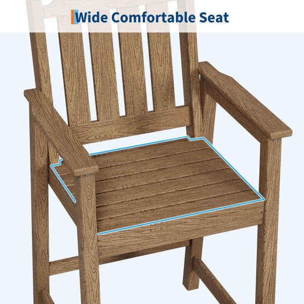 2026 New Courtyard Dining Tables And Chairs, All-Weather HDPE Patio Bar Stools Set of 2 - Tall Chairs with Armrests, Ergonomic Wide Back And Seat, Outdoor Bar Furniture for Balcony, Garden, Poolside - Black (2 Sheets/Box)