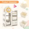 product-open-d9194fd1eb16424fae543b80a9f12f35-goods COSTWAY Kids Storage Organizer, Multipurpose Chest and Bookshelf w/ Mobile Trolley, Enclosed Cabinets & Storage Bins, Side Bookshelves, Storage Cabinet w/ Unique Roof
