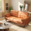 product-open-d921448bf01a462e9b72a6c2e46ac365-goods 70inch Mid-Century Modern Couch, Breathable Faux Leather Couch with Upholstered Cushions/Pillows, Metal Decorative Legs. Combines Comfort And Durability, for Living Rooms/Offices, Convenient And Practical, Easy to Assemble.