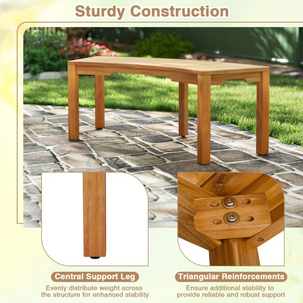 product-open-d94635111b4b4bfda9b020332dfd77c1-goods COSTWAY Outdoor Curved Bench, Acacia Wood Backless Fire Pit Bench with Slatted Seat, Wrap Around Tree Bench, Rustic Wooden 2-Person Seating for Porch, Backyard, Patio, Deck, Natural