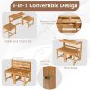 3-in-1 Outdoor Acacia Wood Loveseat Bench | Durable Hardwood Construction with Slatted , Mixed Color End