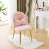 product-open-d976d7a1dc124511810db4f6dd41f307-goods Girls Vanity Chair with Backrest, Small Lounge Chair Without Wheels, Comfy Chair with Bow Cushions, Makeup Chair with Adjustable Golden Legs, Comfortable Chair for Bedroom, Living Room, Small Space