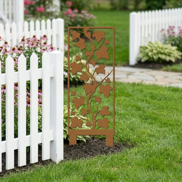 1pc Hand-Welded Wrought Iron Maple Leaf Screens, Rusty Privacy Screens, Garden Screens with Stands, And Garden Decorations Featuring Garden Stands