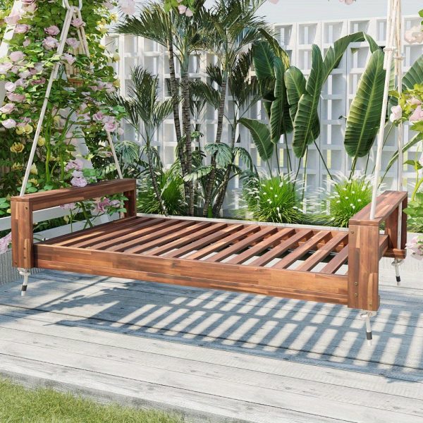 product-open-d9f017e039c1445ebc1b15da1b457017-goods Garden seating. Swing chair. Double-sized porch swing bed seating set with hemp rope swing frame, suitable for gardens and backyards. Minimalist rustic style, ideal for courtyards and gardens. Mattress sold separately.