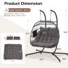 product-open-da237110bdc44ef7a60ab954b578f2e3-goods 2 Person Hanging Egg Chair with Stand, Outdoor Wicker Swing Chair with Cushion, Heavy Duty Loveseat Chair for Patio Balcony Bedroom