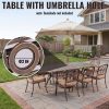 9pcs Cast Aluminum Outdoor Patio Dining Set - Ornate Scrollwork Design, Weather-Resistant Rust-Proof Frame, Square Table & 6 Cushioned Chairs, Suitable for Garden, Backyard & Poolside