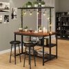 42" Kitchen Island with Storage - 3-Tier Bakers Rack, Microwave Stand, Dining Table for 4, 5 Hooks & 50lb Capacity, Multi-Functional Island for Small Kitchens (Brown)